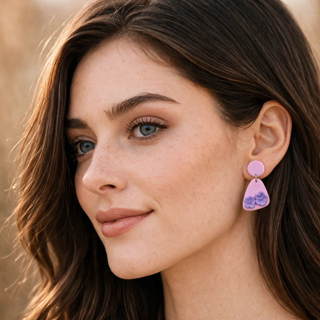 Berry Bloom Organic Drop Earrings