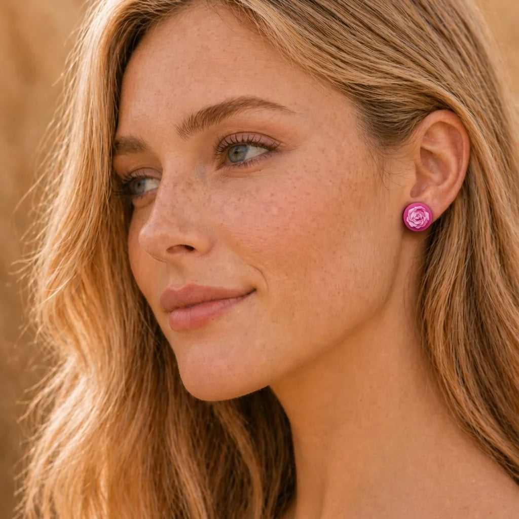 Candy Pearl Rose Pebble Earrings