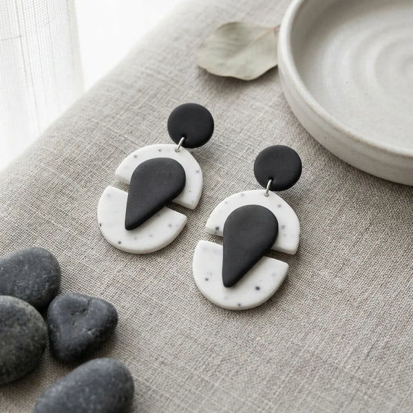 Midnight Terrazzo Contour Earrings