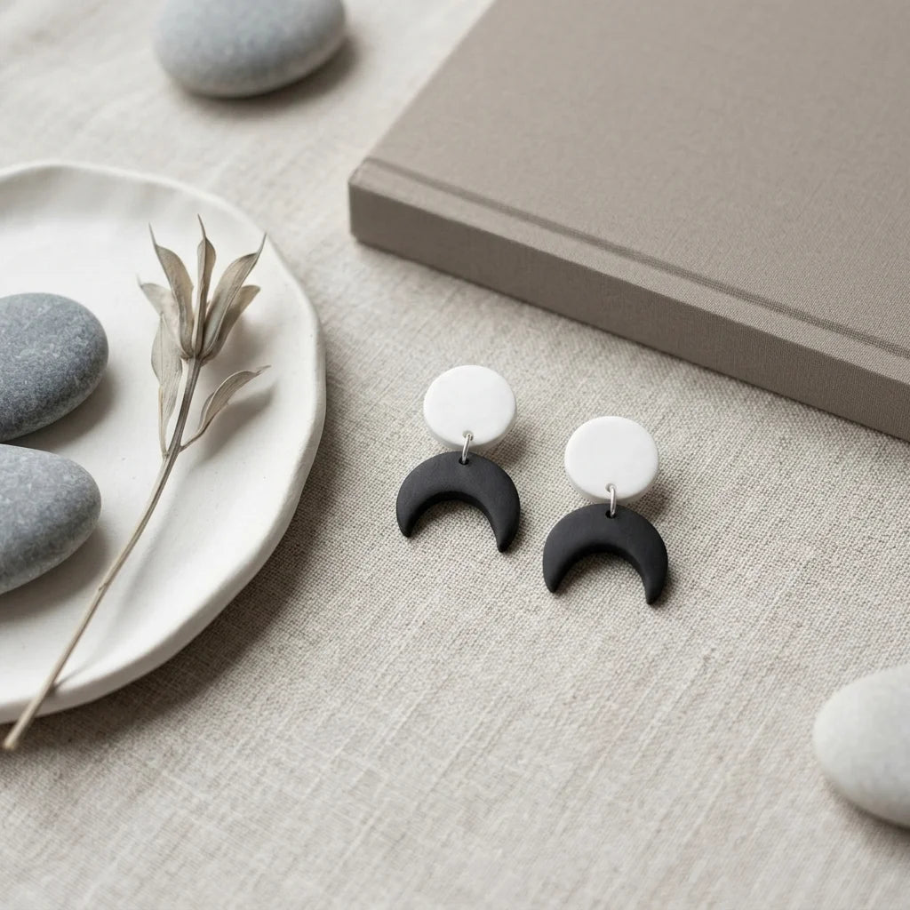Reversed Eclipse Crescent Moon Earrings