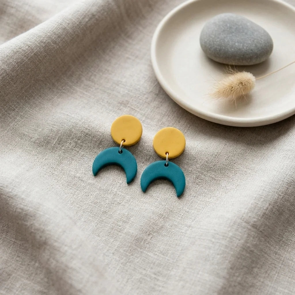 Golden Tide Crescent Moon Earrings