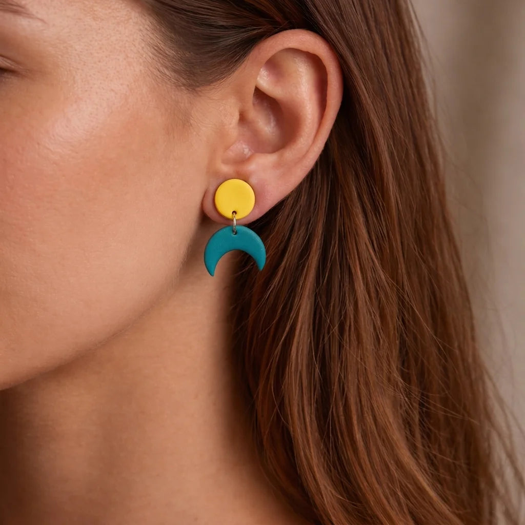 Golden Tide Crescent Moon Earrings