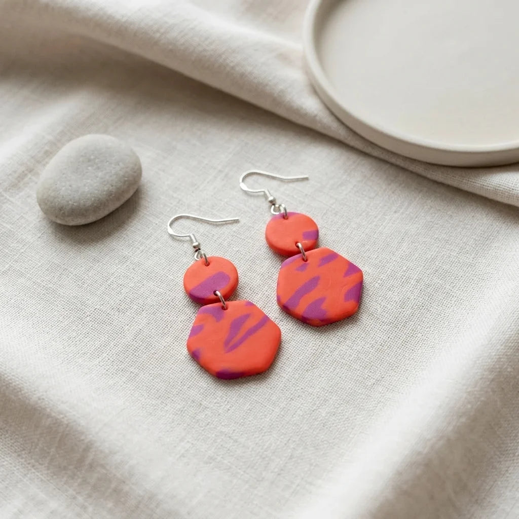 Coral Ember Hook Earrings