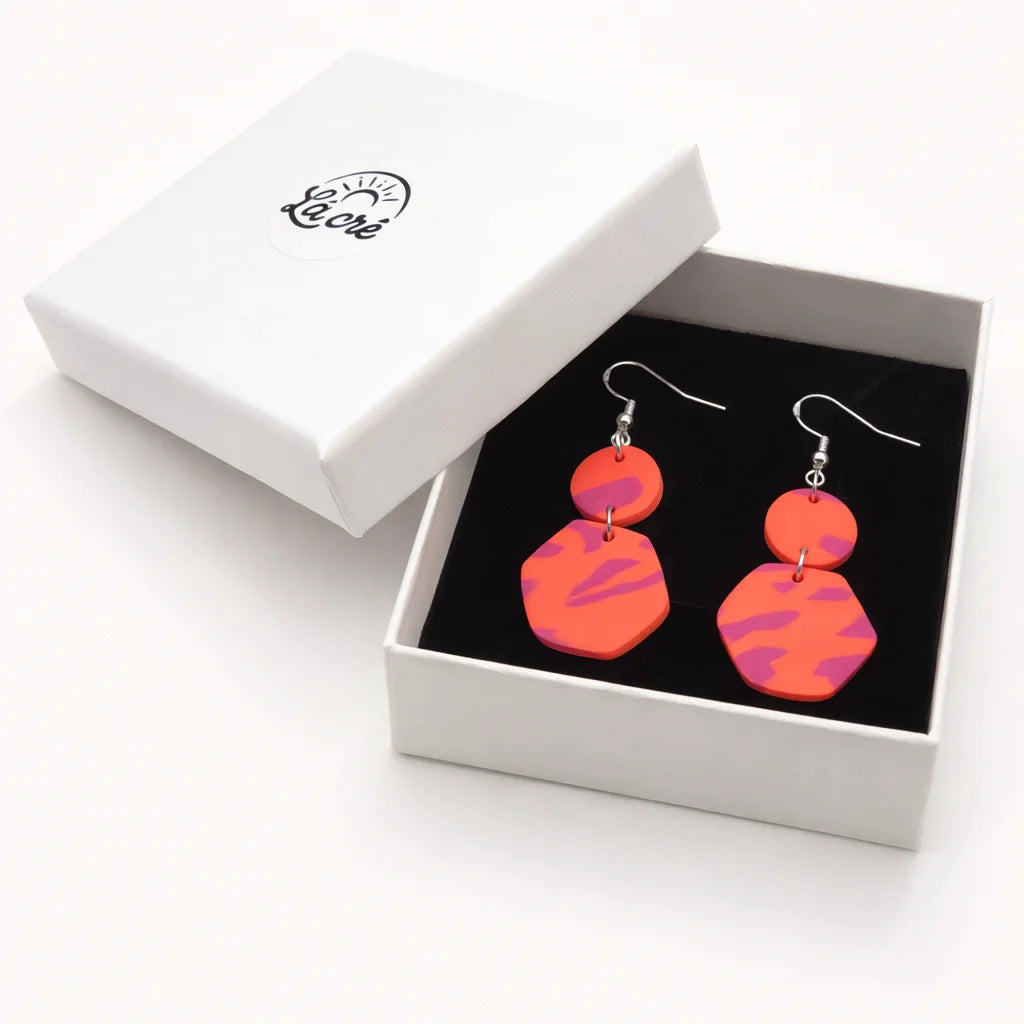 Coral Ember Hook Earrings