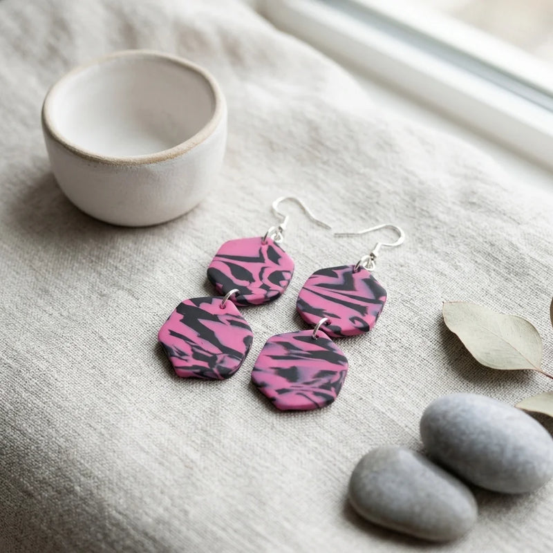Candy Night Facet Hook Earrings