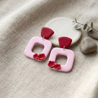 Rosy Flame Frame Sakura Earrings