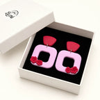 Rosy Flame Frame Sakura Earrings