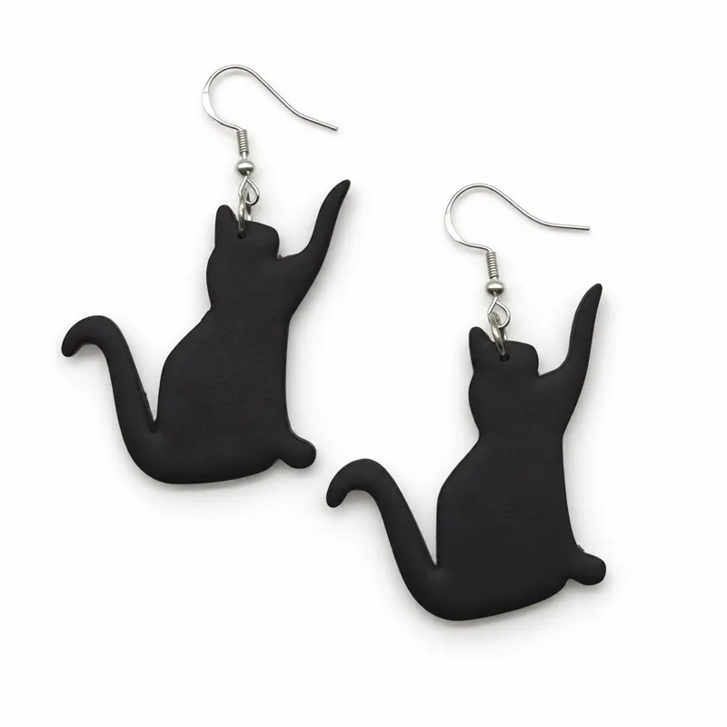 Midnight Cat Silhouette Earrings