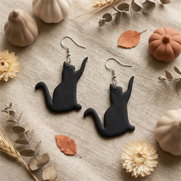 Midnight Cat Silhouette Earrings