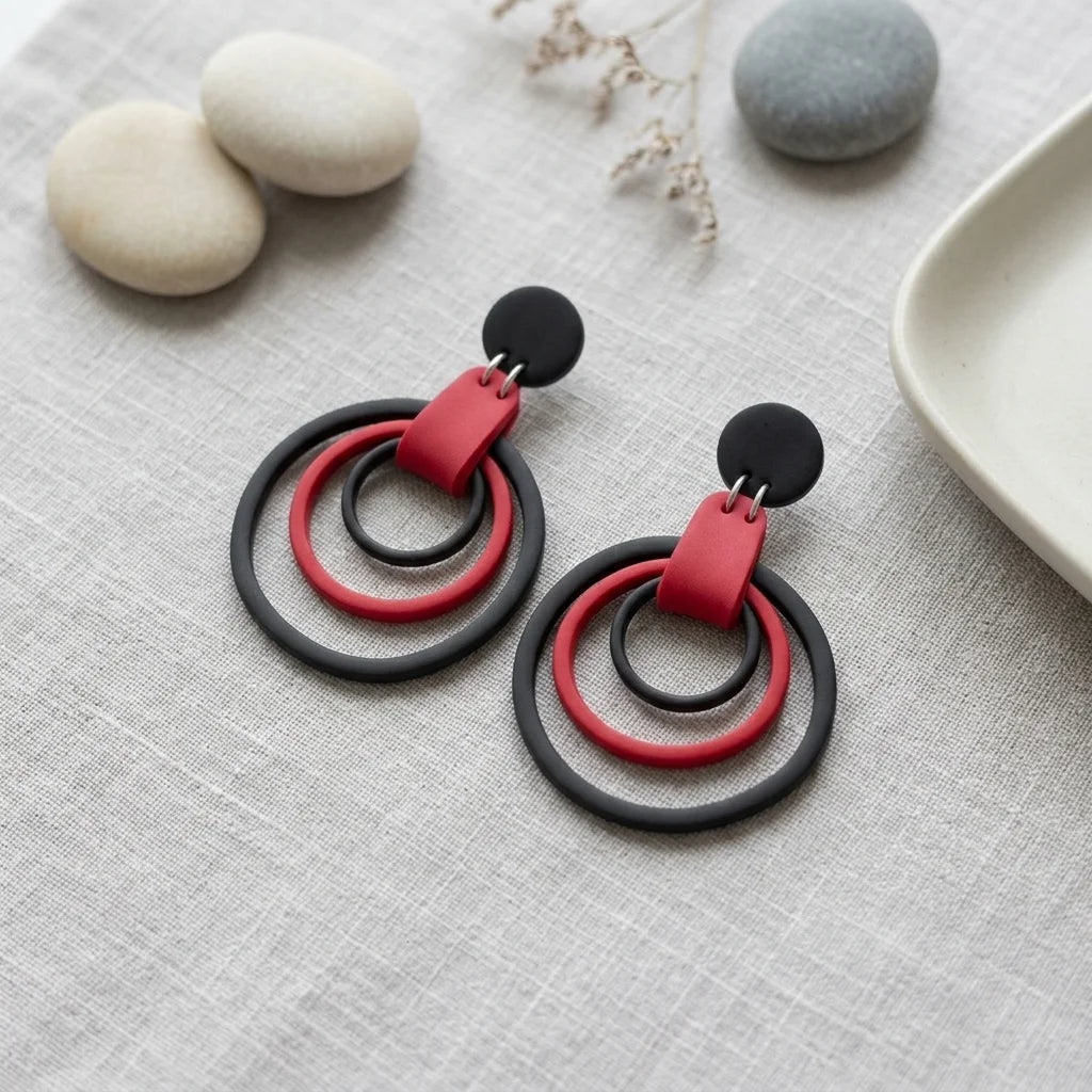 Midnight Fire Orbit Halo Earrings
