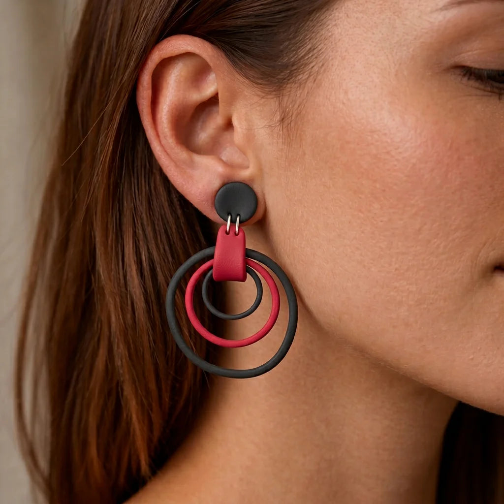 Midnight Fire Orbit Halo Earrings