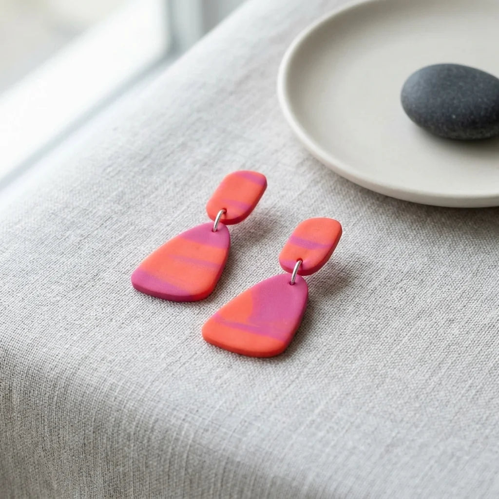 Coral Organic Drop Earrings