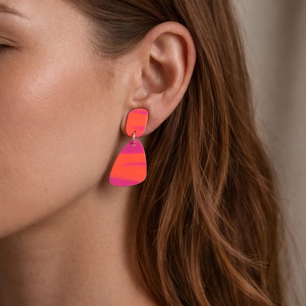 Coral Organic Drop Earrings