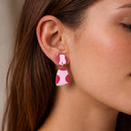 Rosy Flame Organic Drop Earrings