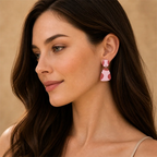 Rosy Flame Organic Drop Earrings