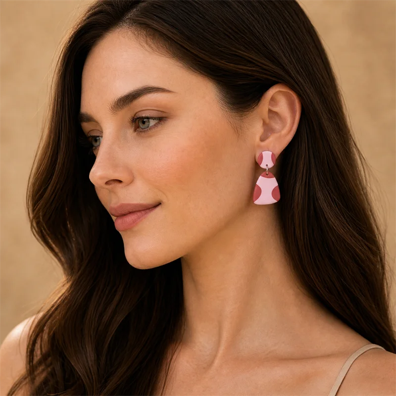 Rosy Flame Organic Drop Earrings