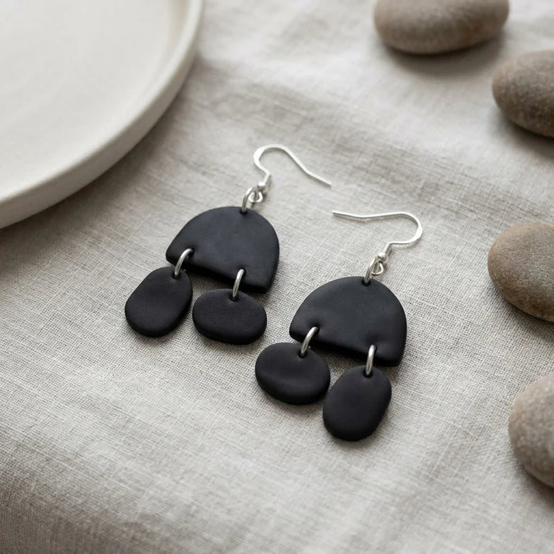 Midnight Pebble Arch Earrings