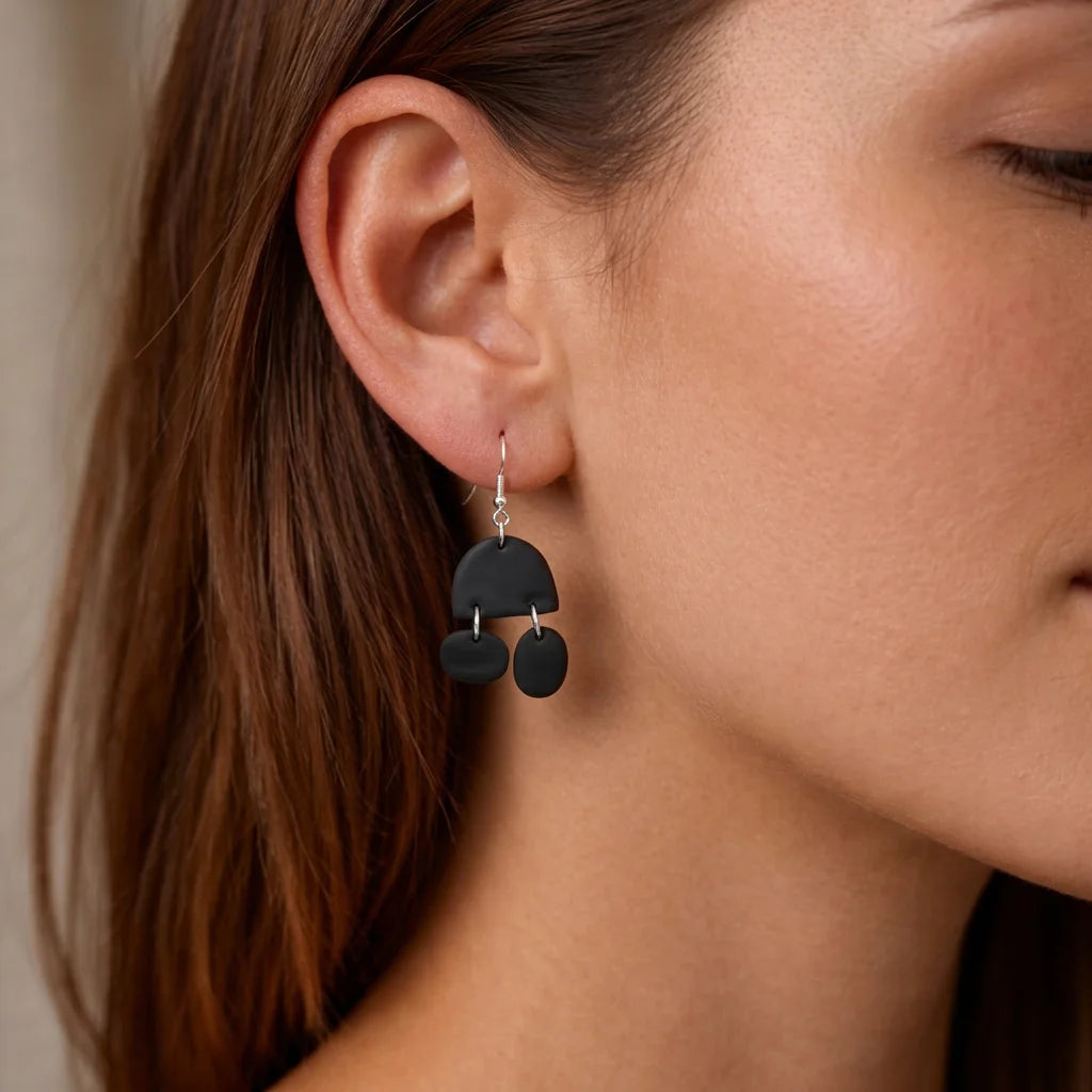 Midnight Pebble Arch Earrings