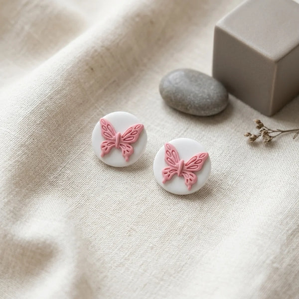 Pearl Pebble Butterfly Earrings