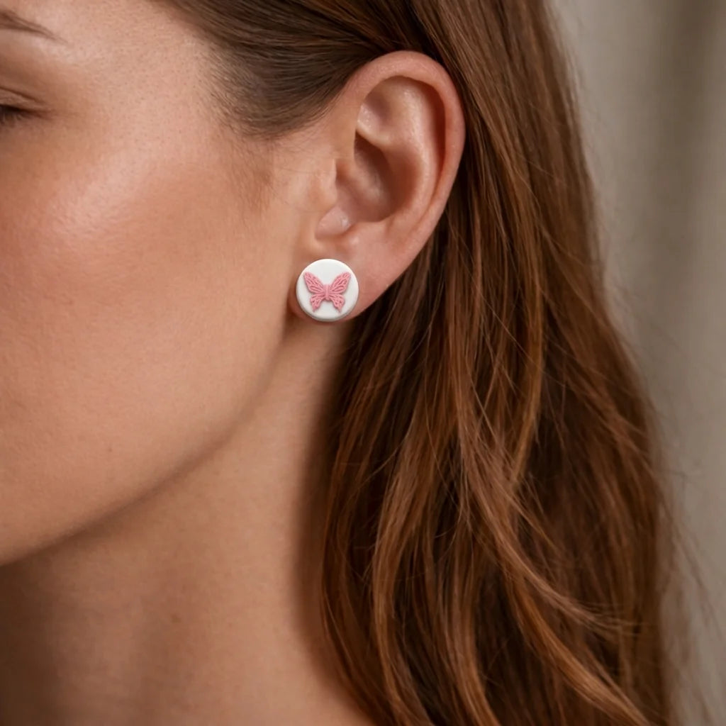 Pearl Pebble Butterfly Earrings