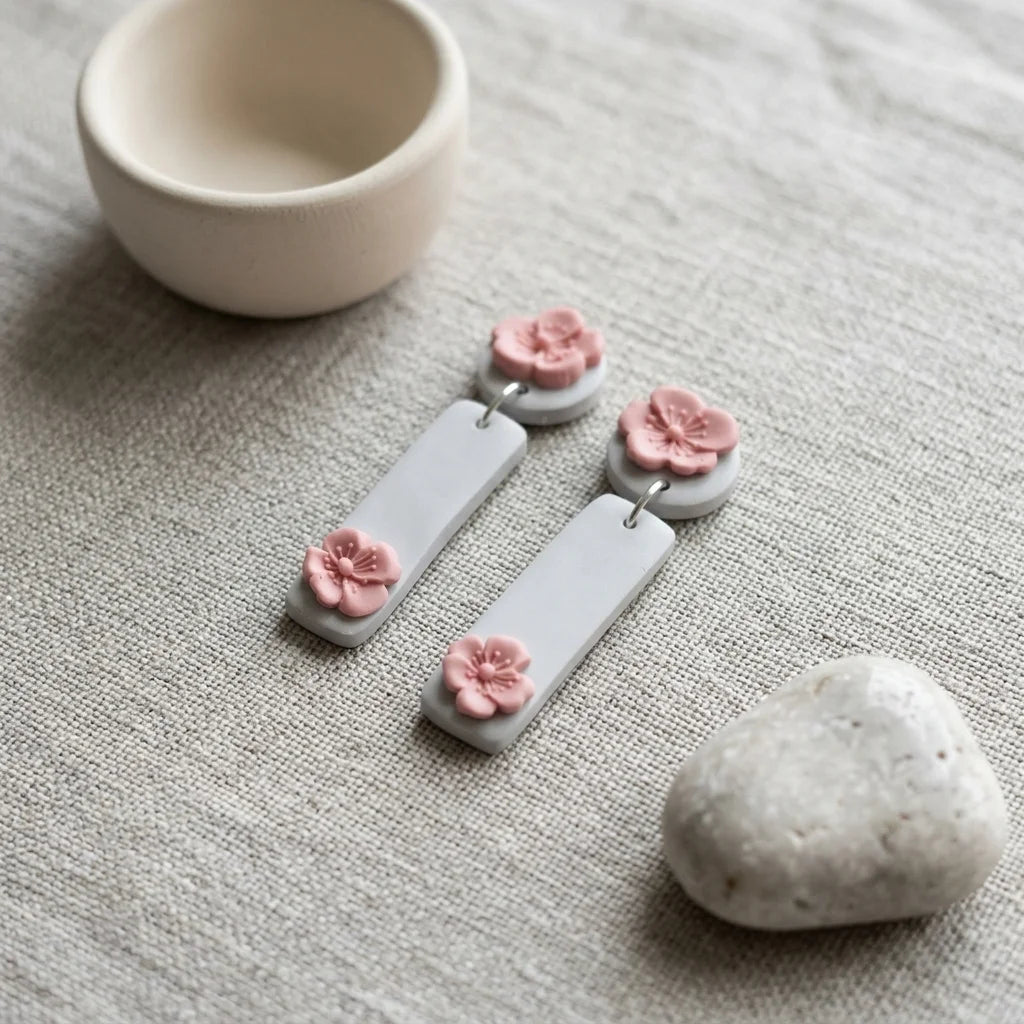 Mist Pillar Drop Sakura Earrings