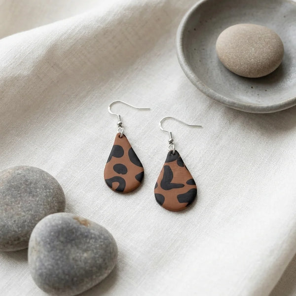 Leopard Raindrop Hook Earrings
