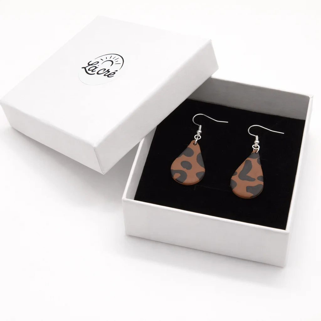Leopard Raindrop Hook Earrings