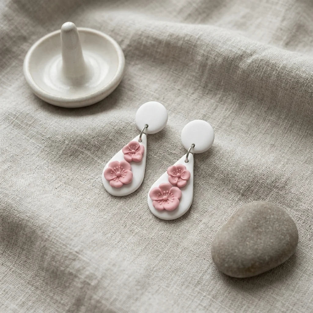 Pearl Raindrop Sakura Earrings