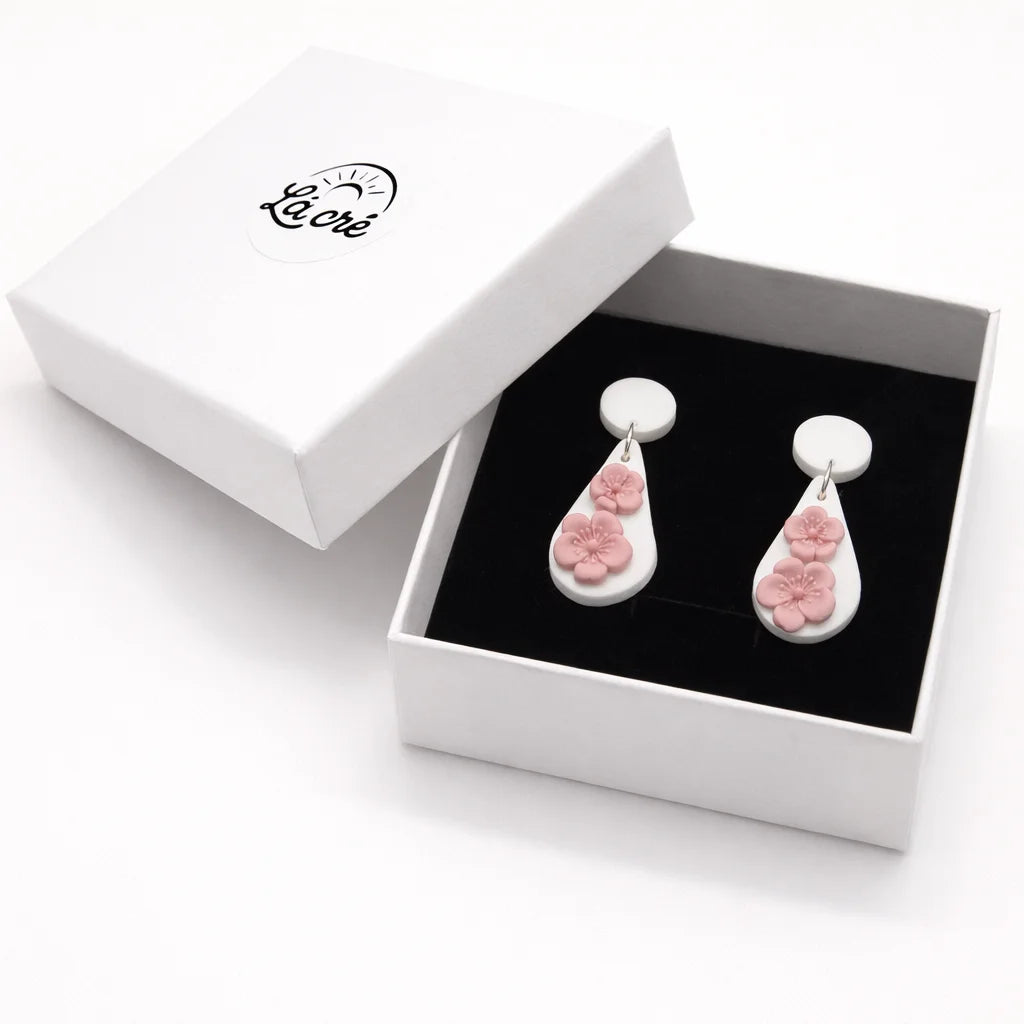 Pearl Raindrop Sakura Earrings