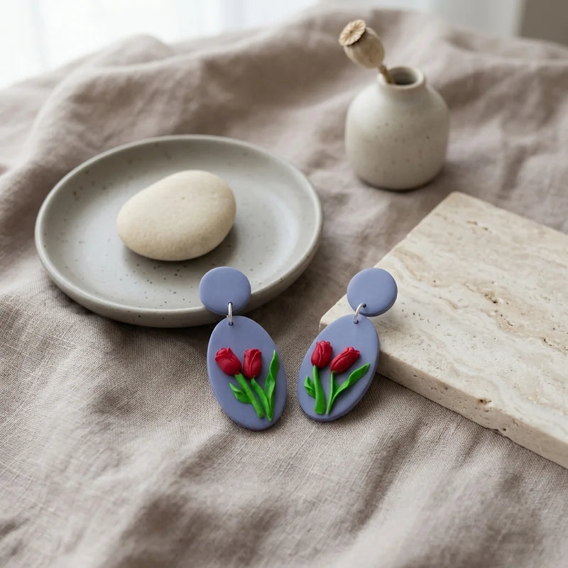 Periwinkle Raindrop Tulip Earrings