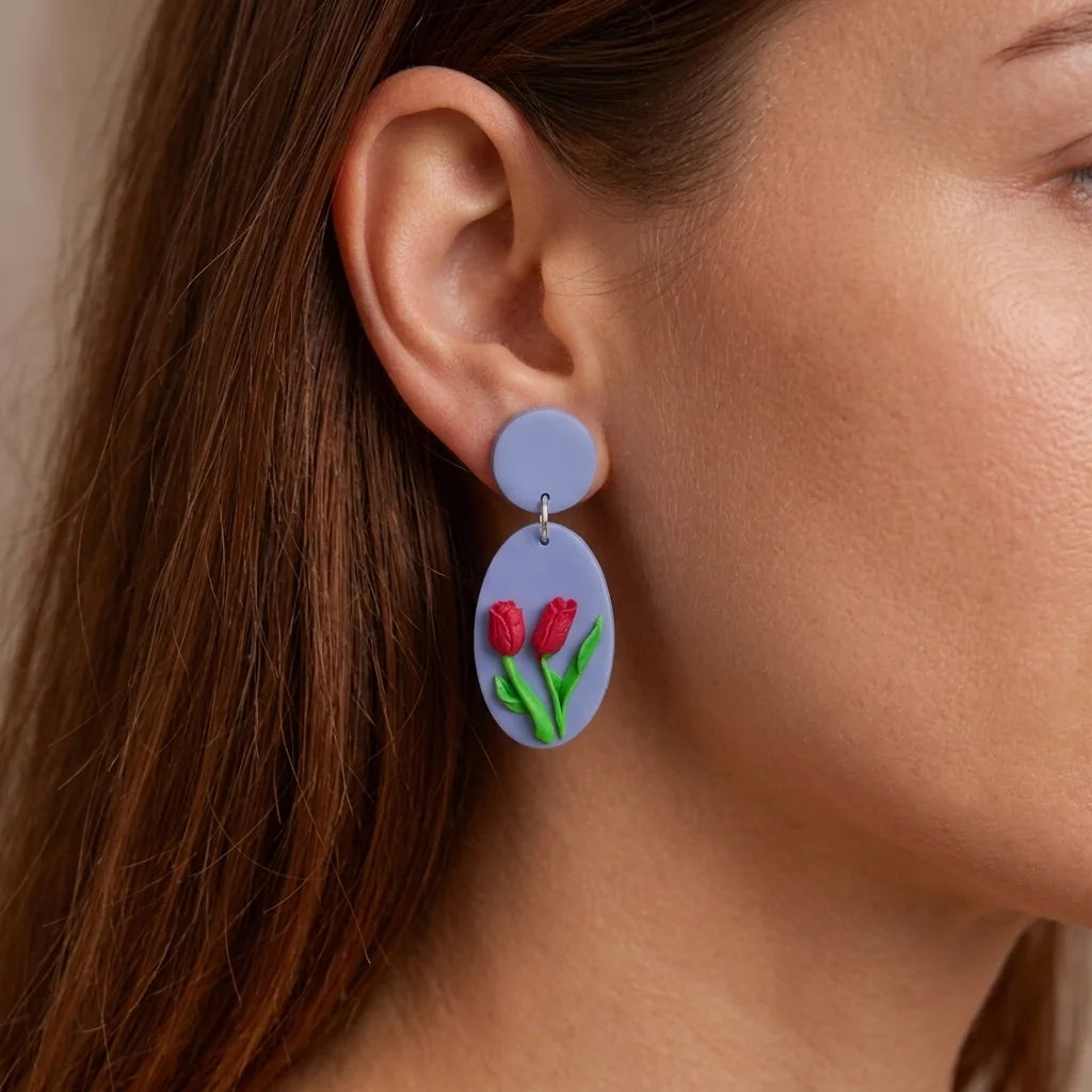 Periwinkle Raindrop Tulip Earrings