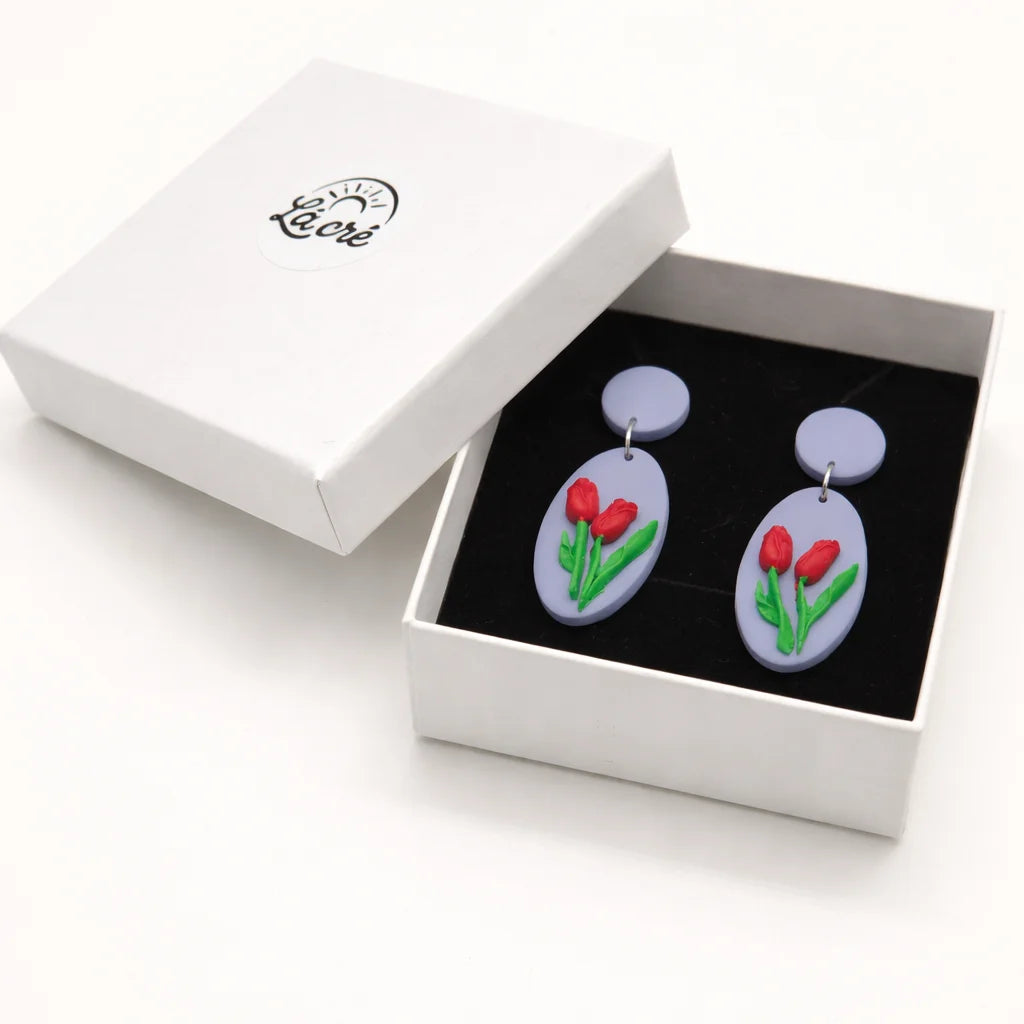 Periwinkle Raindrop Tulip Earrings